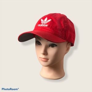 Vintage Red adjustable Adidas hat - white emblem
